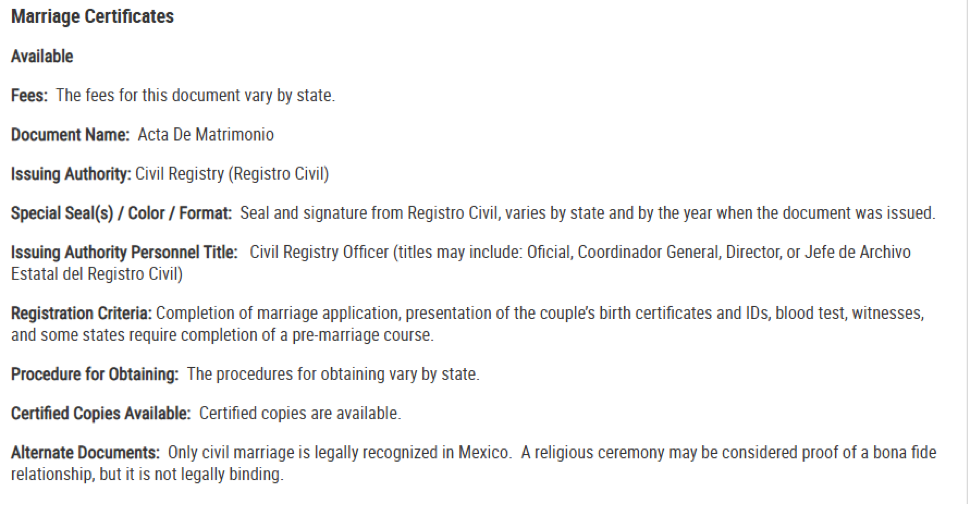 Reciprocity marriage cert visa case
